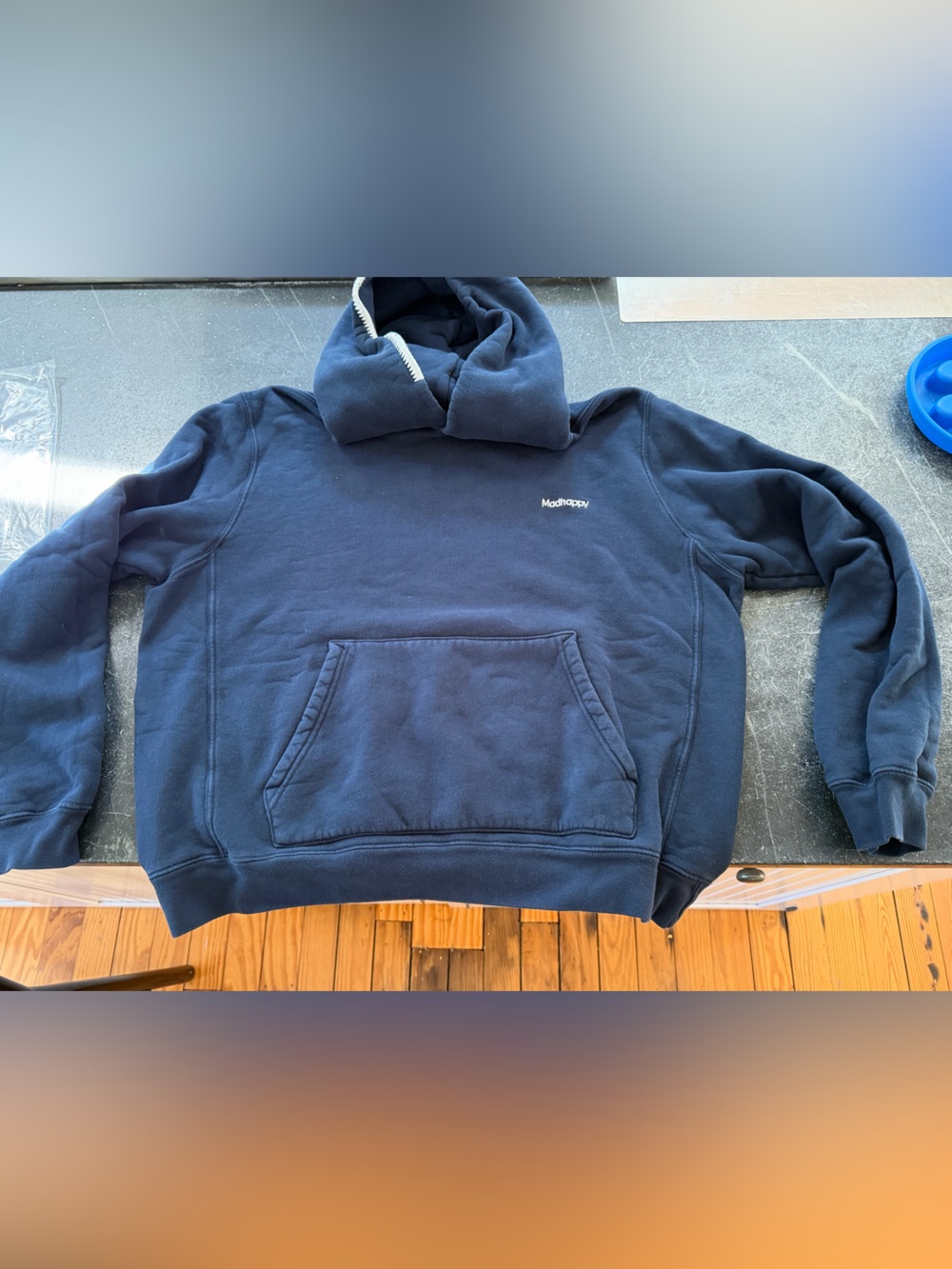 MadHappy classic Blue Hooded Sweatshirt with Front Pocket